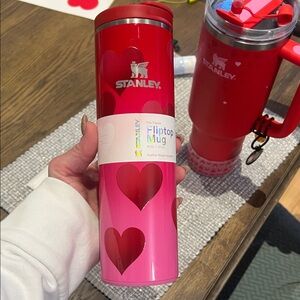 Stanley Red and Pink Heart Fliptop Mug